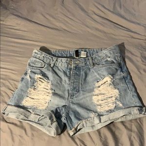 Distressed Denim Shorts